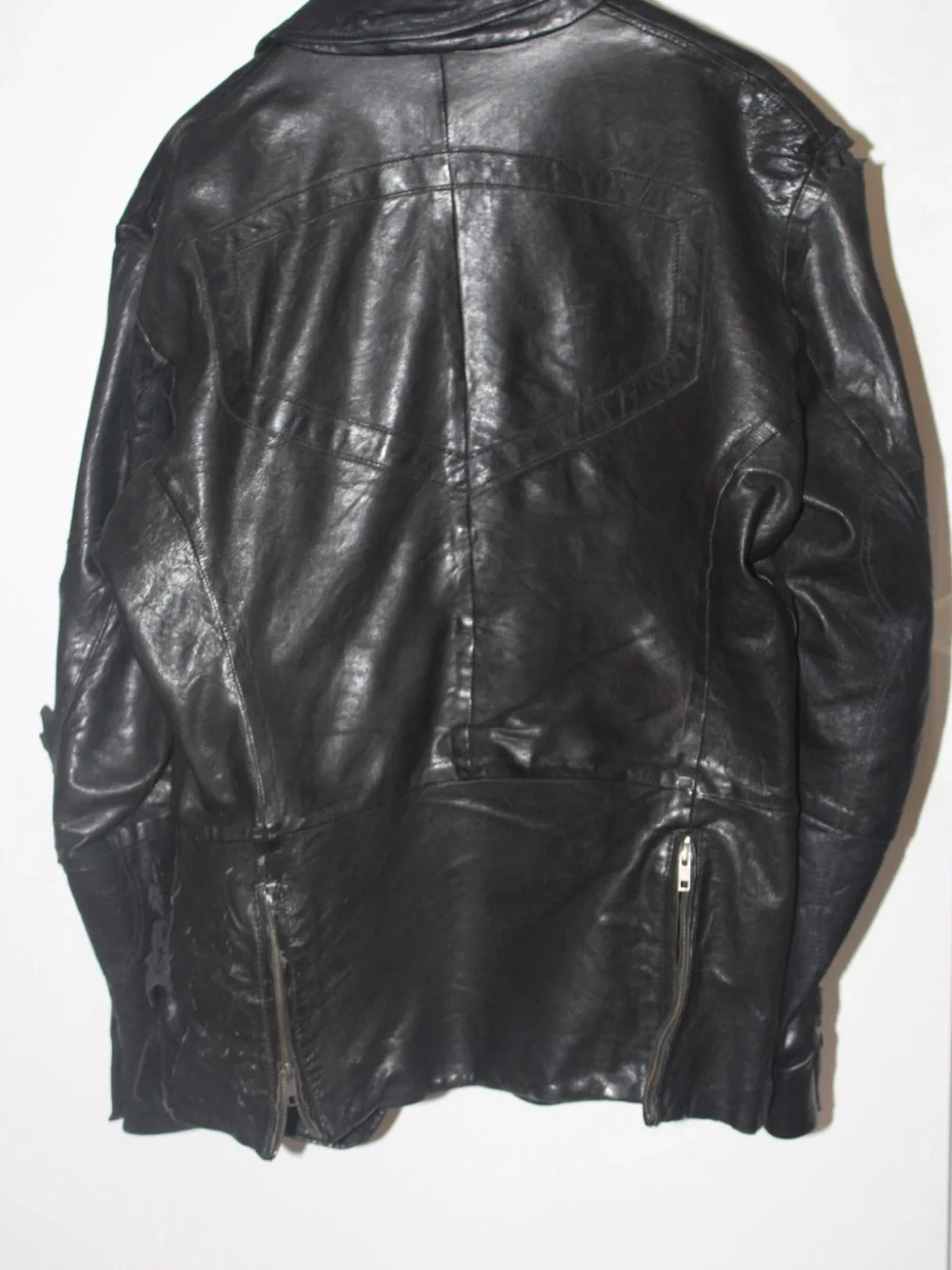 VINTAGE thrifted Diesel Men's Black Distressed Leather Jacket